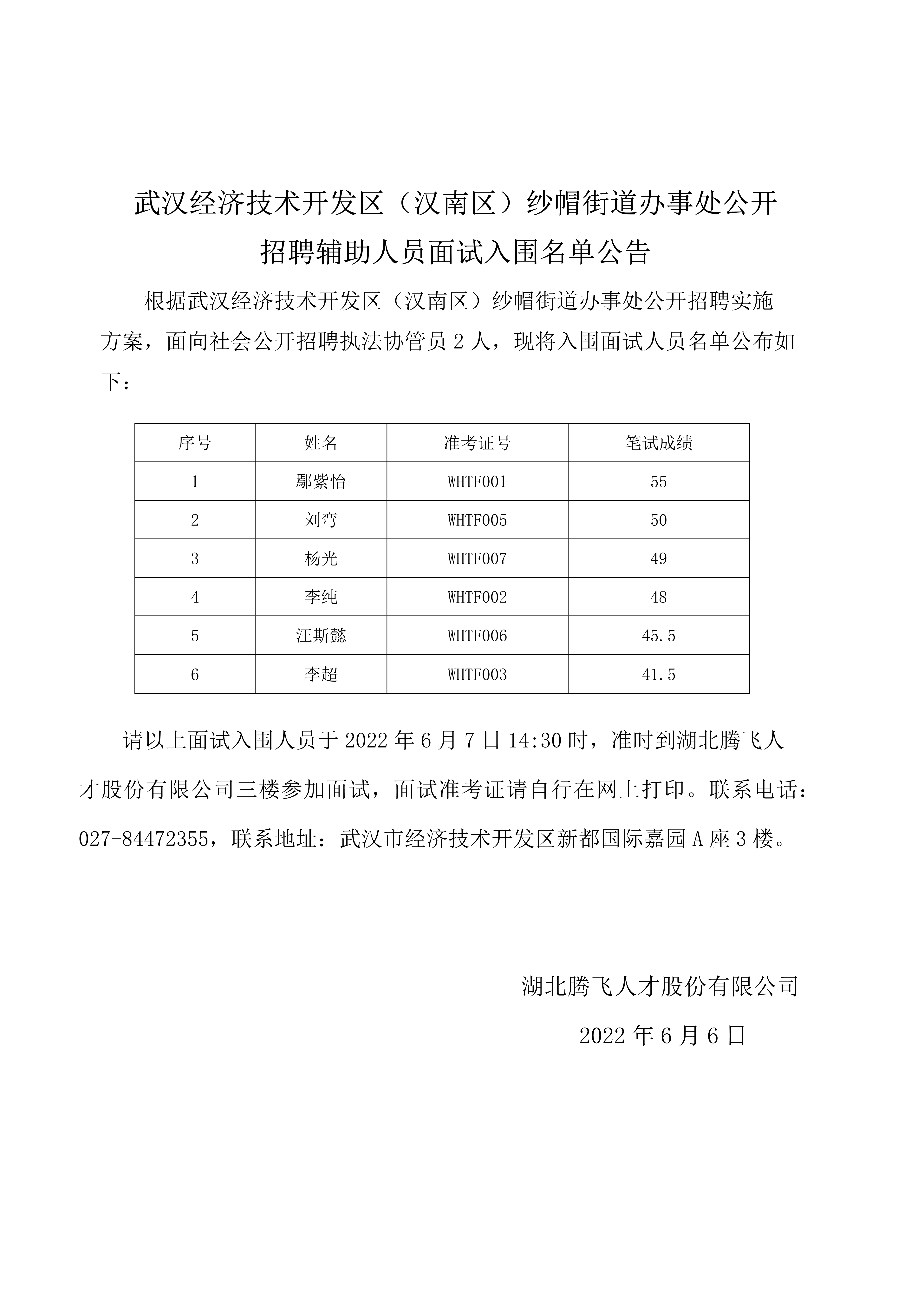 武漢經(jīng)濟(jì)技術(shù)開(kāi)發(fā)區(qū)（漢南區(qū)）紗帽街道辦事處面試公示_1.jpg